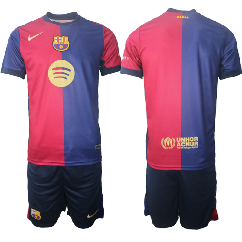 Men 2024-2025 Club Barcelona home Red blue blank Soccer Jerseys